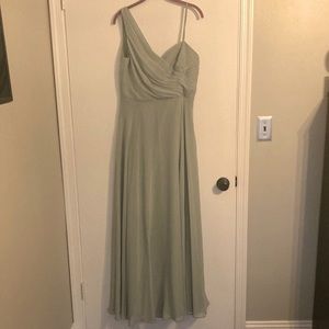 Dusty sage David’s Bridal bridesmaid dress